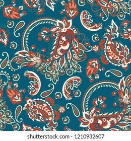 Paisley seamless pattern. Vintage background in batik style