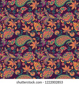 Paisley seamless pattern. Vintage background in batik style