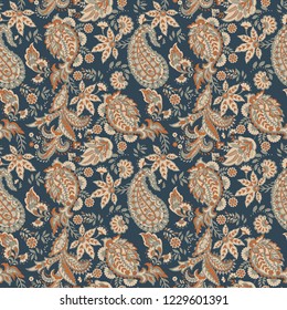 Paisley seamless pattern. Vintage background in batik style