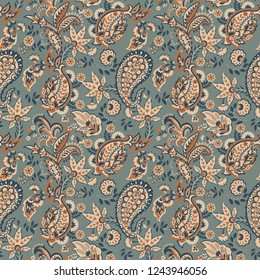 Paisley seamless pattern. Vintage background in batik style