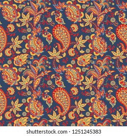 Paisley seamless pattern. Vintage background in batik style