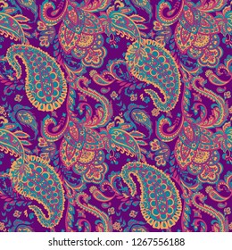 Paisley seamless pattern. Vintage background in batik style