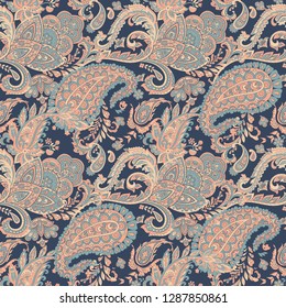 Paisley seamless pattern. Vintage background in batik style