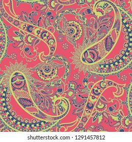 Paisley seamless pattern. Vintage background in batik style