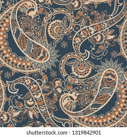 Paisley seamless pattern. Vintage background in batik style
