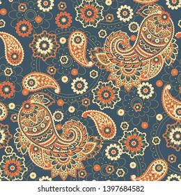 Paisley seamless pattern. Vintage background in batik style