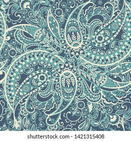 Paisley seamless pattern. Vintage background in batik style