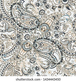 Paisley seamless pattern. Vintage background in batik style