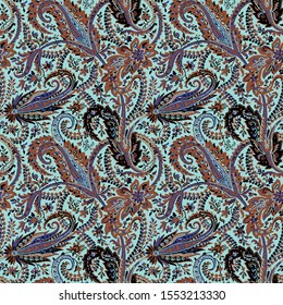 Paisley seamless pattern. Vintage background in Damask style pattern in beautiful colorful floral design