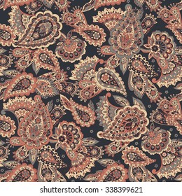 Paisley seamless pattern. Vintage background in batik style