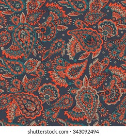 Paisley seamless pattern. Vintage background in batik style