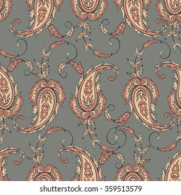 Paisley seamless pattern. Vintage background in batik style