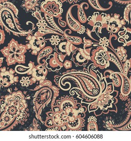 Paisley seamless pattern. Vintage background in batik style