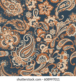 Paisley seamless pattern. Vintage background in batik style