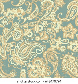 Paisley seamless pattern. Vintage background in batik style