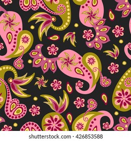 Paisley seamless pattern.Indian, Arabic, Turkish, Oriental decorative ornament