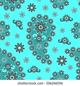 Paisley seamless pattern.Turquoise