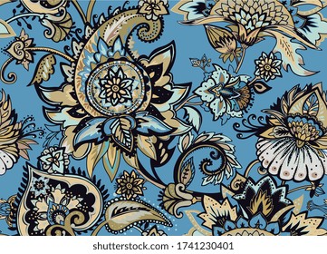 Paisley. Patrón floral textil sin inconfundibles con adorno oriental de cachemir o buta. 