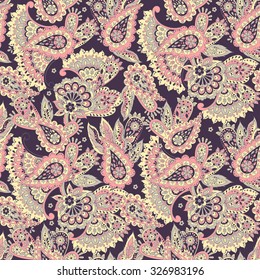 paisley seamless textile pattern in asian batik style