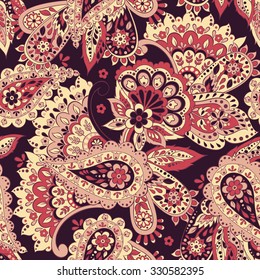 paisley seamless textile pattern in asian batik style