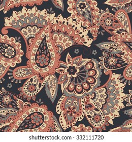 paisley seamless textile pattern in asian batik style