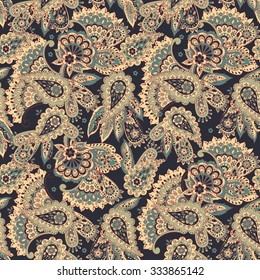 paisley seamless textile pattern in asian batik style