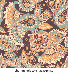 paisley seamless textile pattern in asian batik style