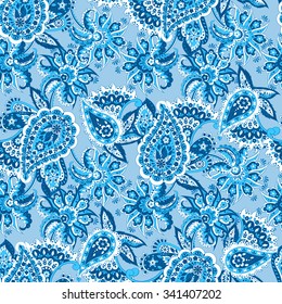 paisley seamless textile pattern in asian batik style