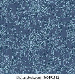 paisley seamless textile pattern in asian batik style
