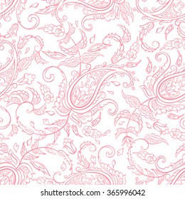 paisley seamless textile pattern in asian batik style