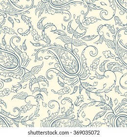 paisley seamless textile pattern in asian batik style