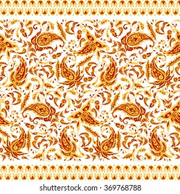 paisley seamless textile pattern in asian batik style