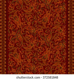 paisley seamless textile pattern in asian batik style
