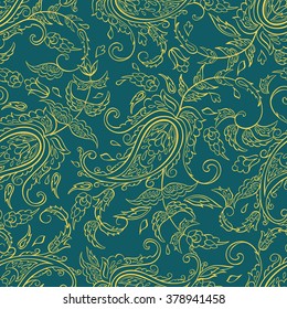 paisley seamless textile pattern in asian batik style