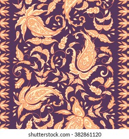 paisley seamless textile pattern in asian batik style