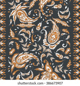 paisley seamless textile pattern in asian batik style