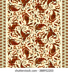 paisley seamless textile pattern in asian batik style