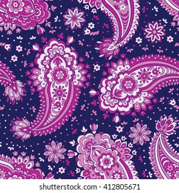 paisley seamless textile pattern in asian batik style