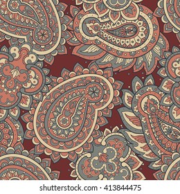 paisley seamless textile pattern in asian batik style