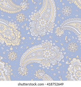 paisley seamless textile pattern in asian batik style