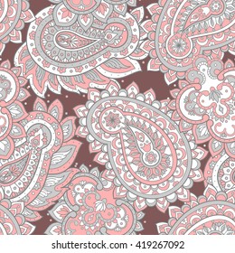 paisley seamless textile pattern in asian batik style