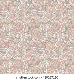 paisley seamless textile pattern in asian batik style