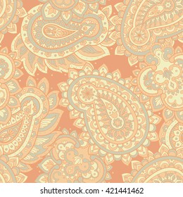 paisley seamless textile pattern in asian batik style