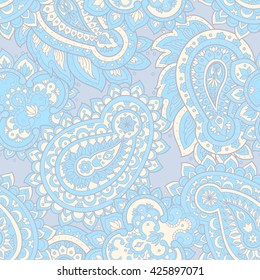 paisley seamless textile pattern in asian batik style