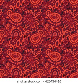 paisley seamless textile pattern in asian batik style