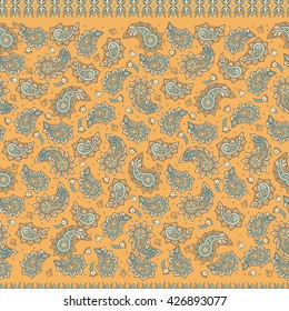 paisley seamless textile pattern in asian batik style