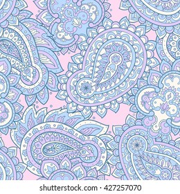 paisley seamless textile pattern in asian batik style