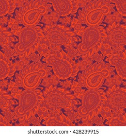 paisley seamless textile pattern in asian batik style