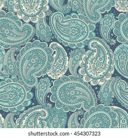 paisley seamless textile pattern in asian batik style