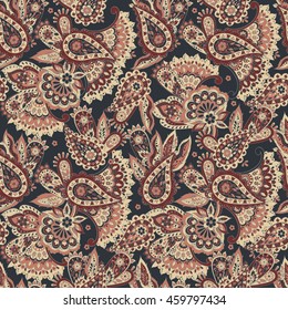 paisley seamless textile pattern in asian batik style